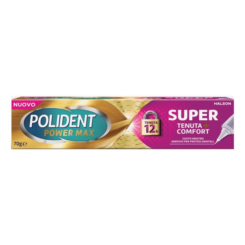 Polident
Power Max
Super Tenuta + Comfort
adesivo per protesi dentali