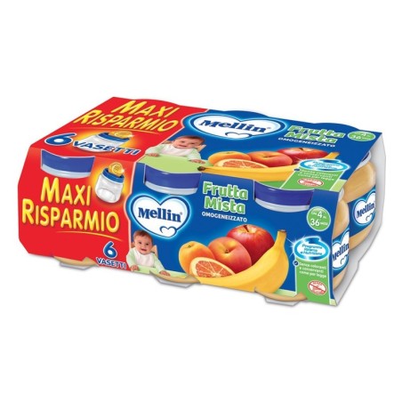 Mellin
Omogeneizzato
Frutta Mista
4 mesi+
Confezione 6 vasetti da 100 g