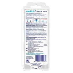 Meridol
Special floss
Appositamente studiato per portatori di impianti, apparecchi ortodontici e ponti.