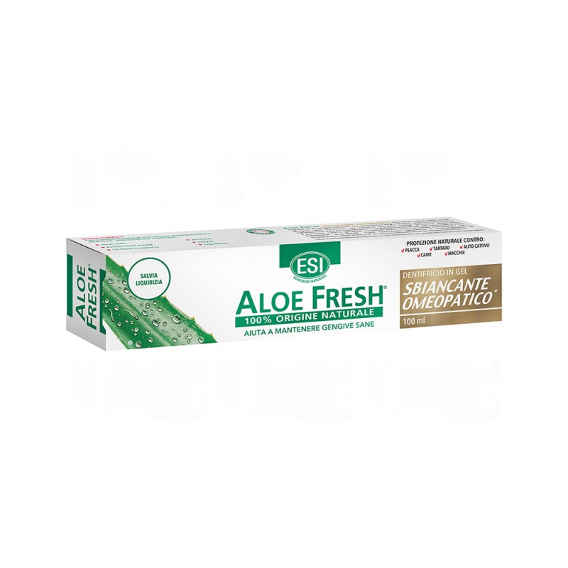 ESI
Aloe Fresh
Sbiancante omeopatico
dentifricio in gel
100% origine naturale