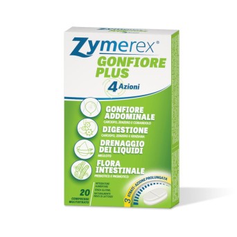 Zymerex Gonfiore Plus 20 compresse gonfiore addominale, digestione, drenaggio dei liquidi, flora intestinale.