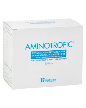 Aminotrofic 30 bustine integratore alimentare a base di aminoacidi, Vitamina B1 e Vitamina B6