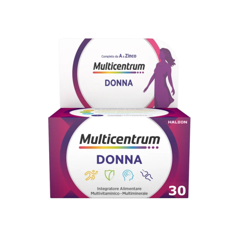 Multicentrum Donna
Integratore multivitaminico - multiminerale, completo da A a Zinco