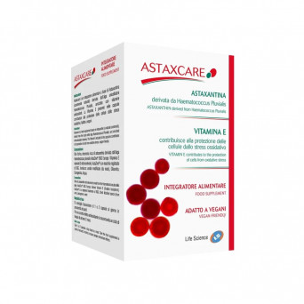 Astaxcare Integratore alimentare a base di astaxantina arricchito con vitamine antiossidanti.