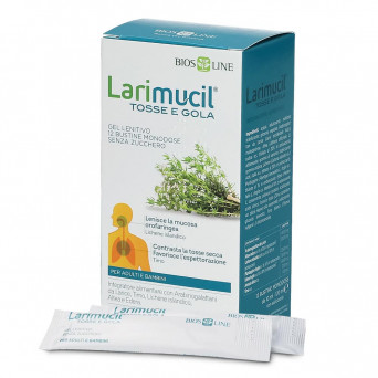 Larimucil Tosse e gola 12 bustine Lenisce la mucosa orofaringea, contrasta la tosse secca e favorisce l'espettorazione.