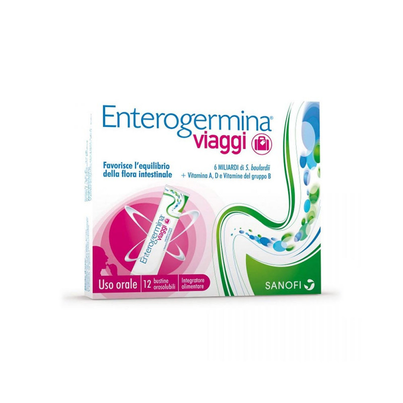 Enterogermina Viaggi complemento alimenticio que favorece el equilibrio de la flora intestinal