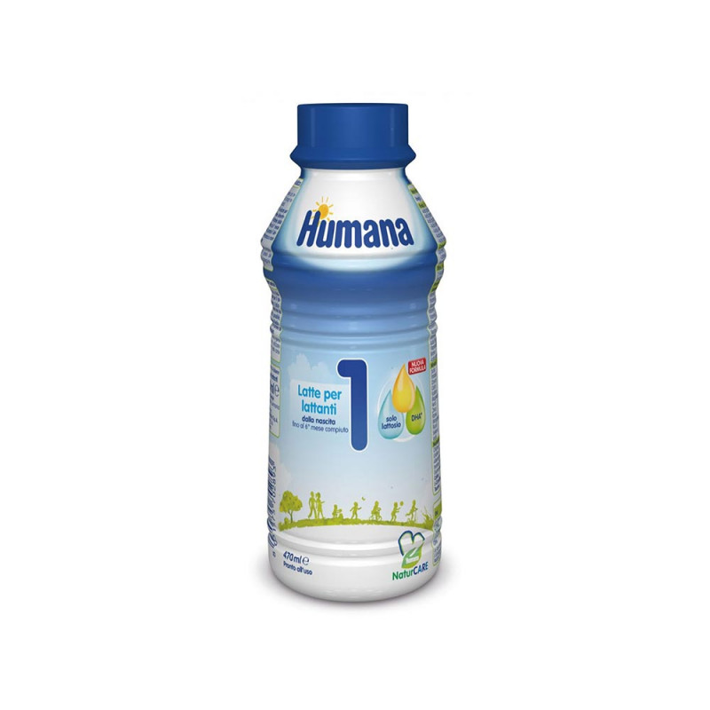 Lait liquide Humana 1 pour les nourrissons de la naissance jusqu'au sixième mois, lorsqu'ils ne sont pas allaités.