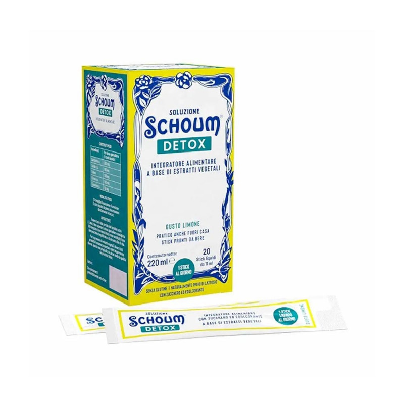 Soluzione schoum detox 20 bustine stick integratore alimentare per la depurazione dell'organismo