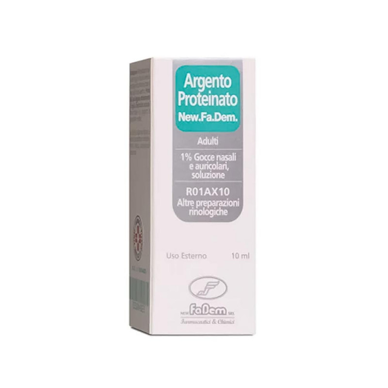 Protéine d'argent 1% 10 ml gouttes nasales et auriculaires, solution décongestionnante pour adulte