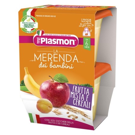 Plasmon
La merenda
dei bambini
frutta mista e cereali
6 mesi+
Confezione 2 vasetti da 120g