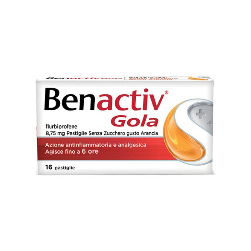 Benactiv gola caramelle che agisce contro l’infiammazione e il dolore della gola, della bocca e delle gengive.