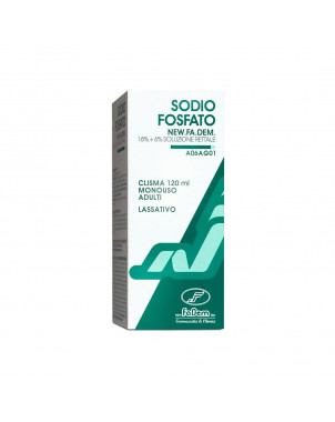Sodio Fosfato soluzione rettale 120 ml per il trattamento della stitichezza
Lassativo, clisma monouso per adulti