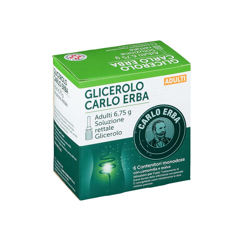 Glicerolo Carlo Erba adulti 6,75 g 6 contenitori trattamento di breve durata della stitichezza occasionale