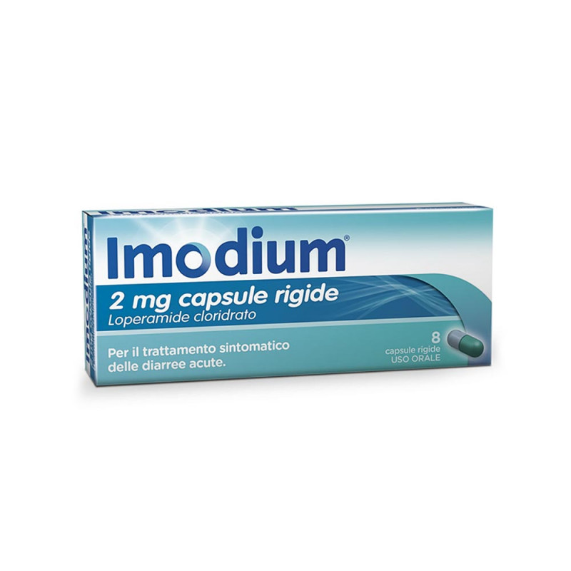 Imodium 2 mg 8 cápsulas duras indicado para el tratamiento sintomático de la diarrea aguda