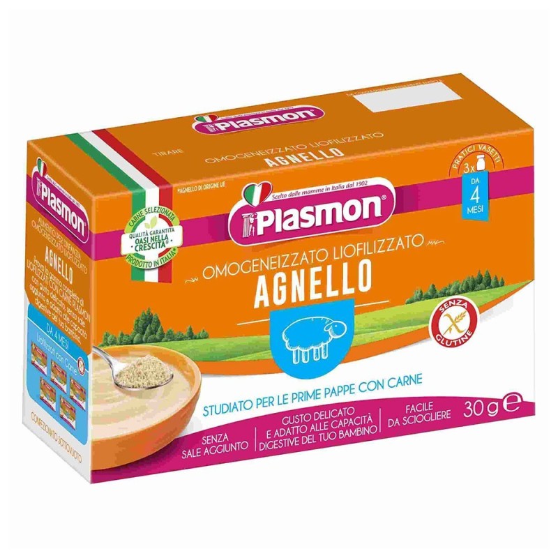 Plasmon
Omogeneizzato Liofilizzato
Agnello
4 mesi+
Confezione 3 vasetti da 10 g
