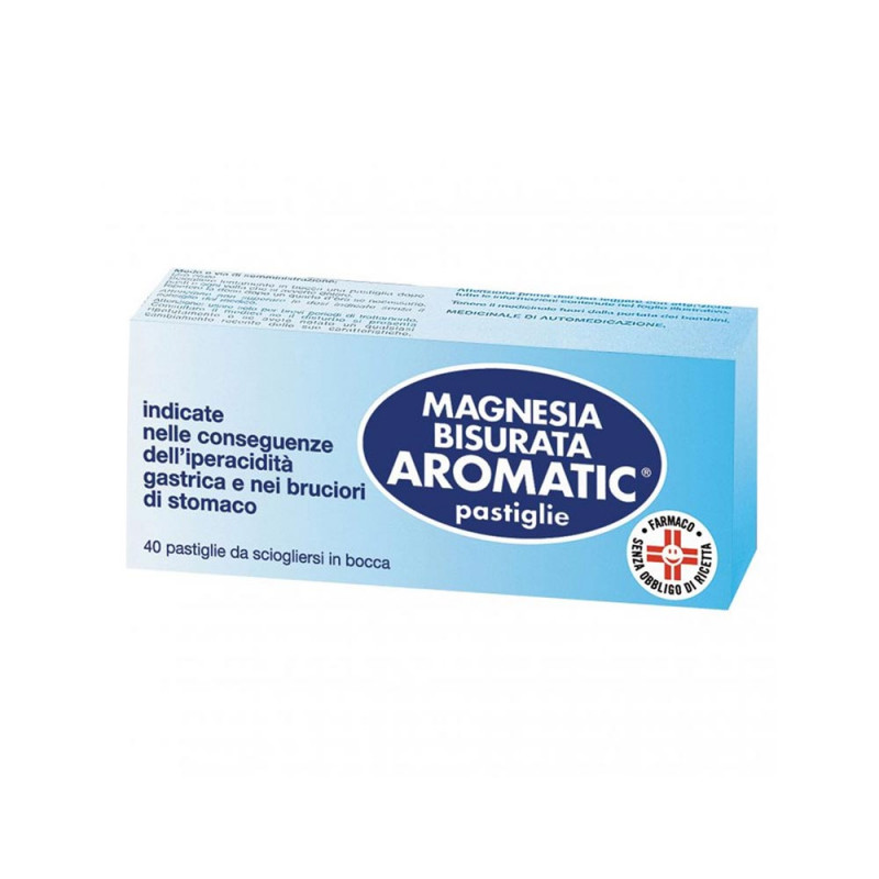 Magnesia Bisurata Aromatic 40 compresse indicate nelle conseguenze dell'iperacidità gastrica e nei bruciori di stomaco
