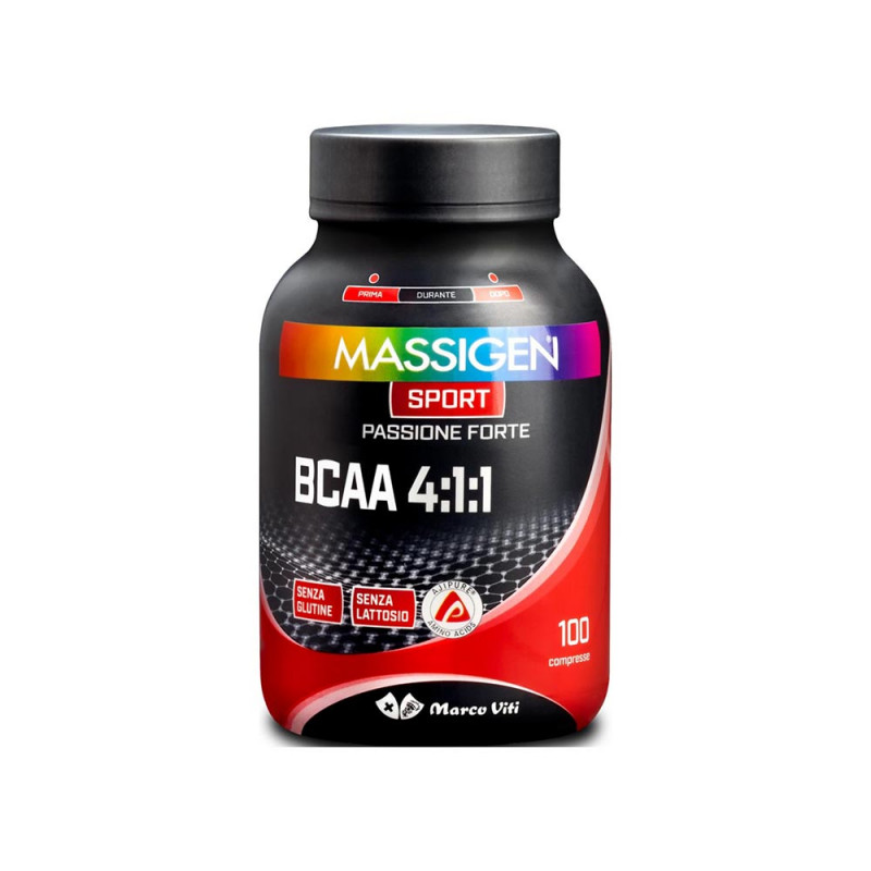 Massigen Sport BCAA 4:1:1 100 compresse Integratore alimentare a base di aminoacidi ramificati arricchito dalla vitamina B6
