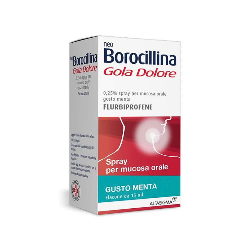 Neoborocillina gola dolore spray menta indicato per alleviare i sintomi di irritazione e infiammazione del cavo orofaringeo