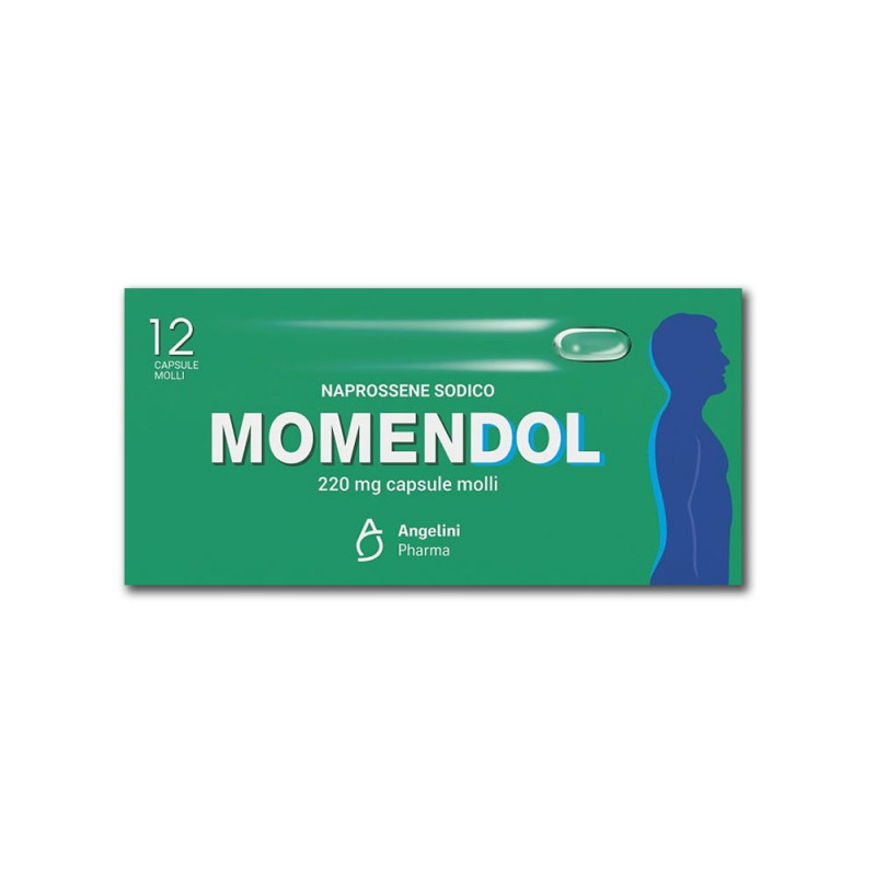 Momendol 220 mg 12 capsule molli indicato in caso di febbre e dolori lievi e moderati