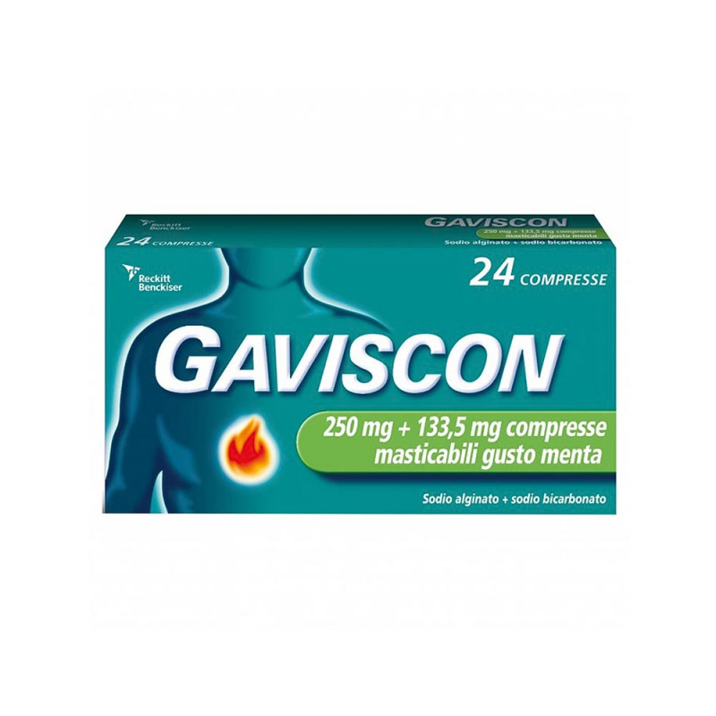 Gaviscon 24 comprimés saveur menthe soulage les symptômes des brûlures d'estomac occasionnelles
