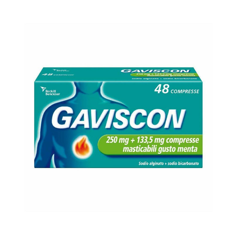 Gaviscon 48 compresse menta dona un rapido sollievo dai sintomi del bruciore di stomaco occasionale