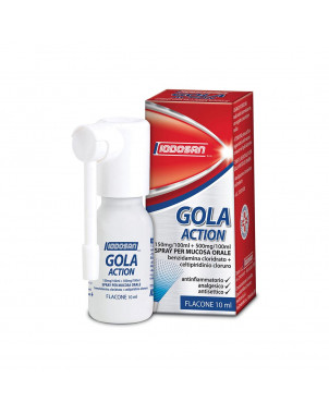 Gola action spray 10 ml spray per mucosa orale antinfiammatorio, analgesico, antisettico.
