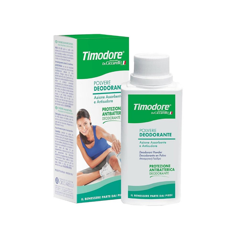 Timodore polvere deodorante 75g azione assorbente e Antisudore per i piedi