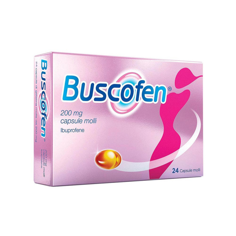 Buscofen 24 soft capsules 200 mg indicated for pain of various origins and natures