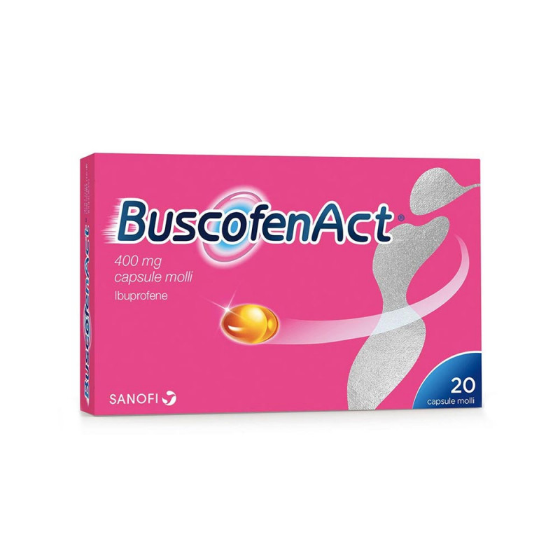 Buscofenact 20 capsule molli 400 mg indicato per il trattamento sintomatico di dolore da lieve a moderato