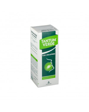 Tantum verde 0,15% collutorio 120 ml indicato in caso di gengiviti, stomatiti, faringiti.