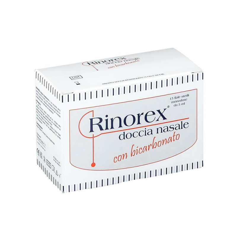 Rinorex ducha nasal bicarbonato 15 viales indicado en aerosolterapia en el tratamiento de enfermedades respiratorias