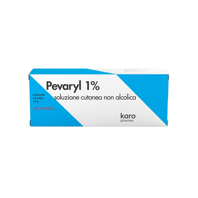 Pevaryl 1% soluzione cutanea bustine Indicato nella terapia di micosi cutanee causate da dermatofiti, lieviti e muffe