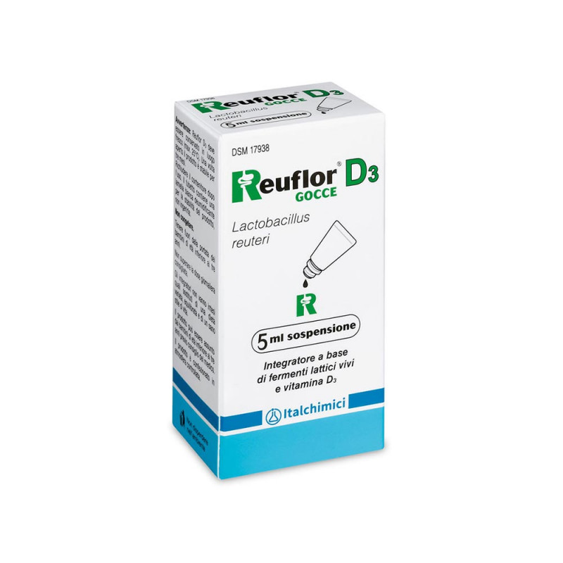 Reuflor D3 drops 5 ml food supplement useful for promoting the balance of intestinal bacterial flora
