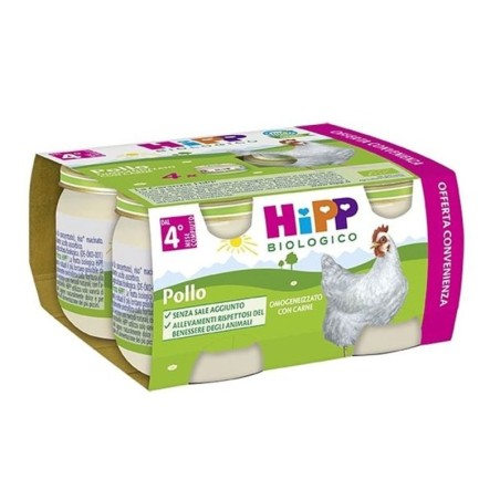 Hipp biologico
omogeneizzato
pollo
4 mesi+
Confezione 4 vasetti da 80 g