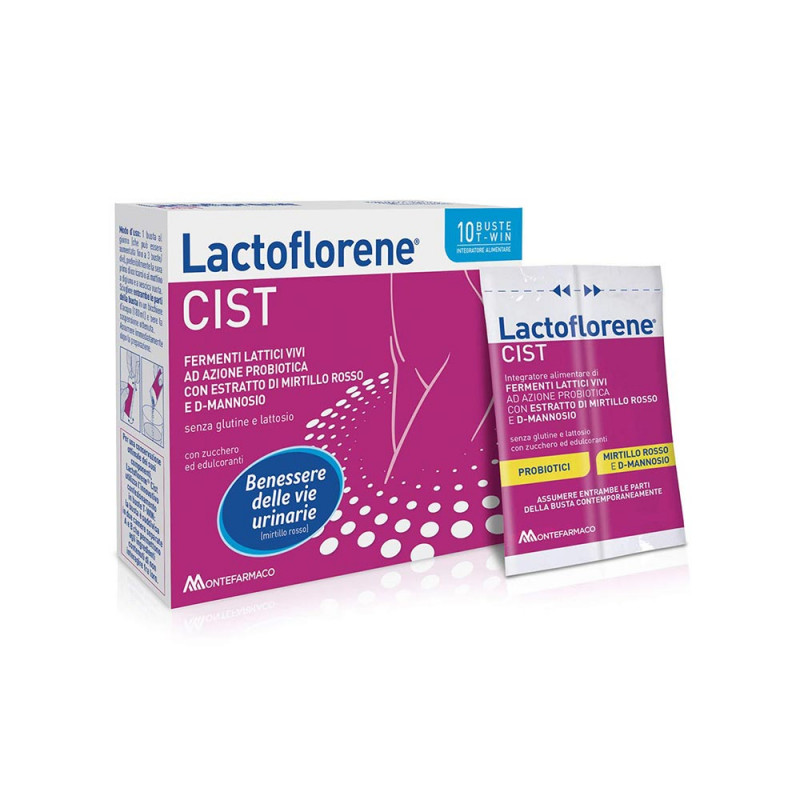 Lactoflorene Cist 10 sachets food supplement useful to contribute to the well-being of the urinary tract