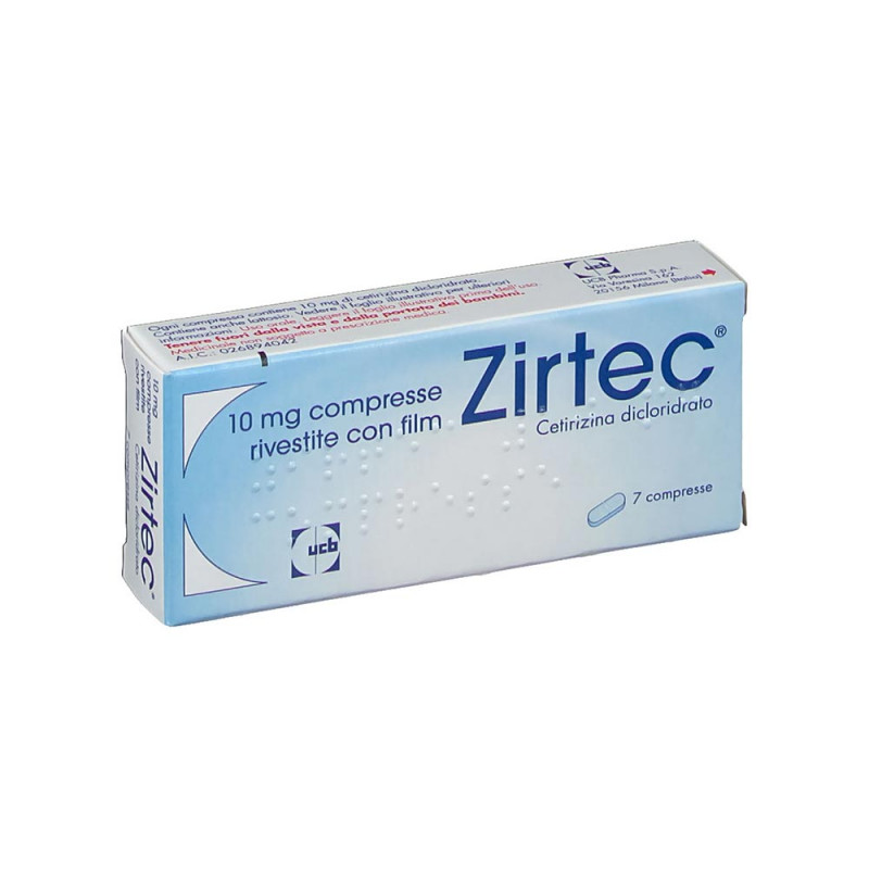 Zirtec 10 mg 7 comprimidos indicado en el tratamiento de los síntomas nasales y oculares de la rinitis alérgica