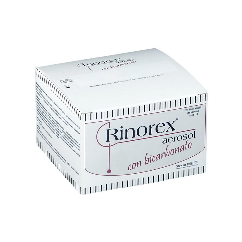 Rinorex-Bikarbonat-Aerosol, 25 Fläschchen. Sterile Lösung, geeignet zum Reinigen der Nase
