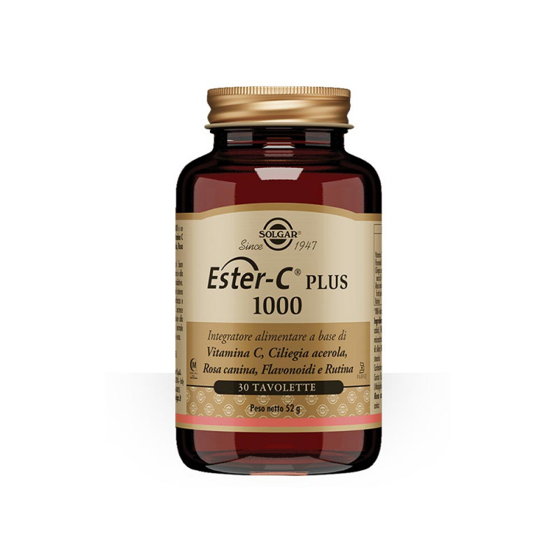 Ester C plus 1000 Integratore alimentare a base di Vitamina C, ciliegia Acerola, rosa canina, flavonoidi e Rutina.