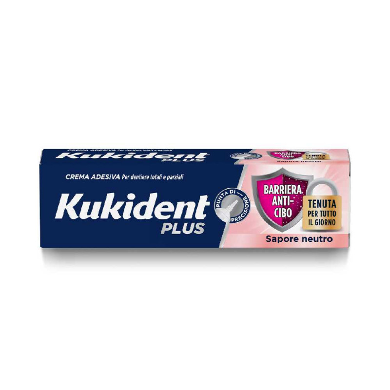 Kukident Plus Crema Adesiva Dentiera 40 g Per una tenuta più forte e più duratura per tutta la giornata