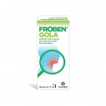 Froben Gola spray Indicato in caso di sensazioni di bruciore, arrossamento, e difficoltà nella deglutizione.