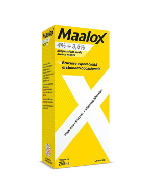 Maalox 4% + 3,5% sospensione orale 250 ml menta indicato per bruciore e iperacidità di stomaco occasionale