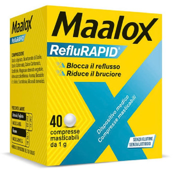 Maalox Reflurapid 40 compresse masticabili Blocca il reflusso gastrico, riduce il bruciore