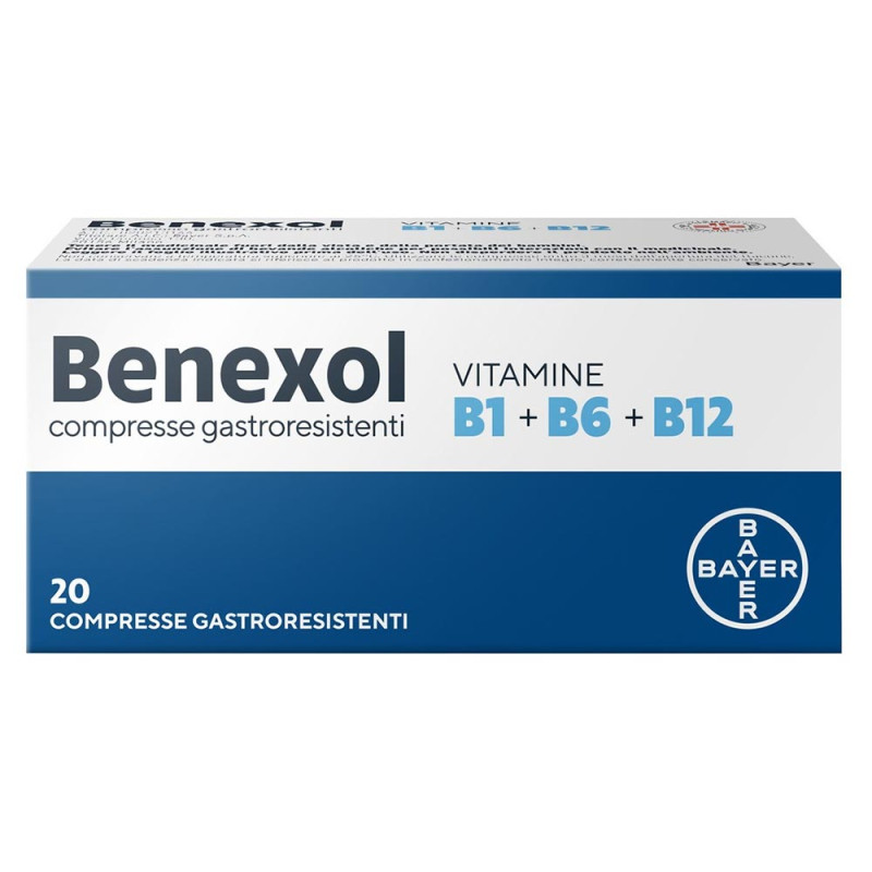 Benexol 20 compresse Indicato in tutti gli stati carenziali di vitamina B1, vitamina B6 e vitamina B12