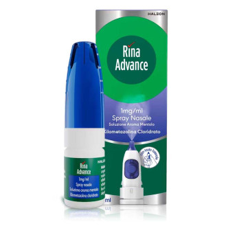 Rina Advance spray nasale libera il naso chiuso rapidamente e a lungo.