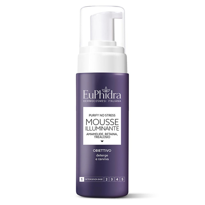 Euphidra Mousse Illuminante Purify No Stress ﻿Con proprietà astringenti e purificanti viso, deterge e ravviva.