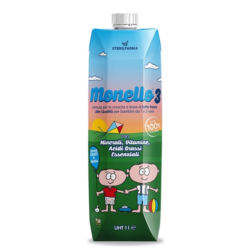 Monello 3
latte liquido
di crescita
con vitamine, minerali e acidi grassi essenziali
Tetra Brick Prisma® Aseptic da 1 litro