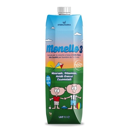 Monello 3
latte liquido
di crescita
con vitamine, minerali e acidi grassi essenziali
Tetra Brick Prisma® Aseptic da 1 litro