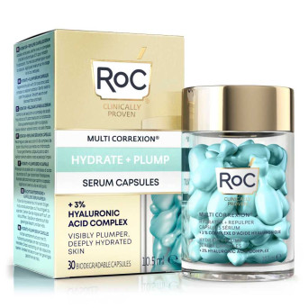 Suero facial antiarrugas Roc Multi Correxion Hydrate + Plump 30 cápsulas