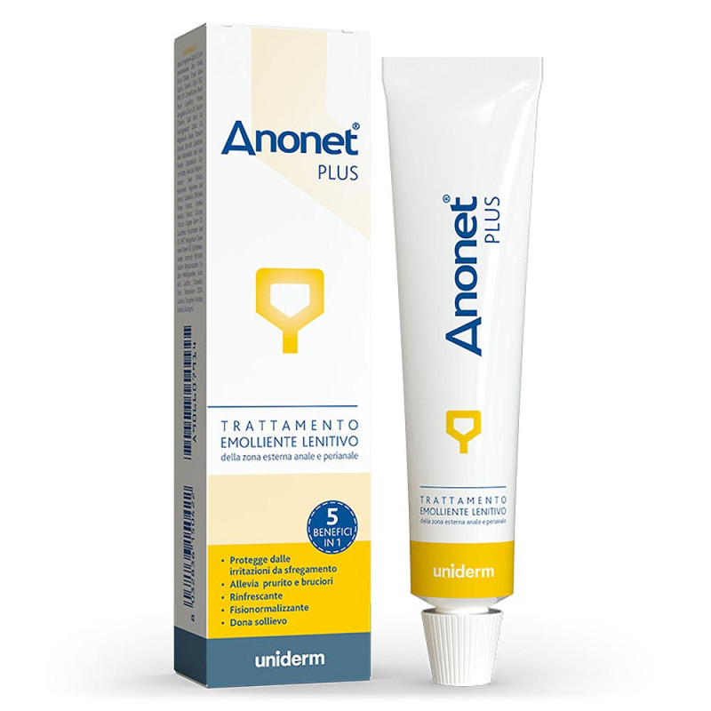 Anonet plus crema Trattamento protettivo della zona anale sensibile e irritata, allevia prurito e dolore.