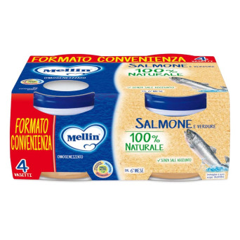 Mellin Omogeneizzato Salmone e verdure 6 mesi+ 4X80 g